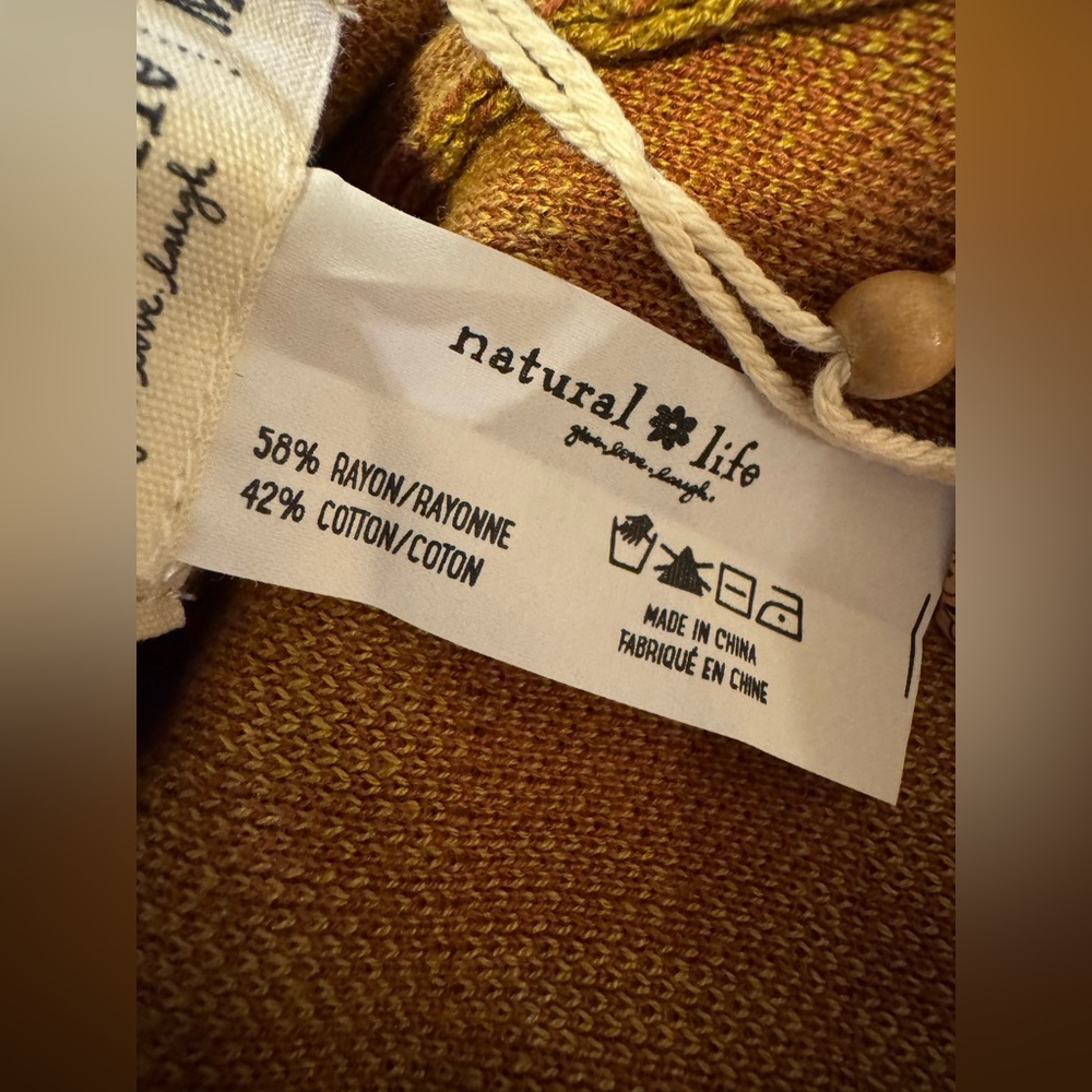 Natural Life On The Horizon Gold Check Wide Leg Pants M NWT - Picture 7 of 7